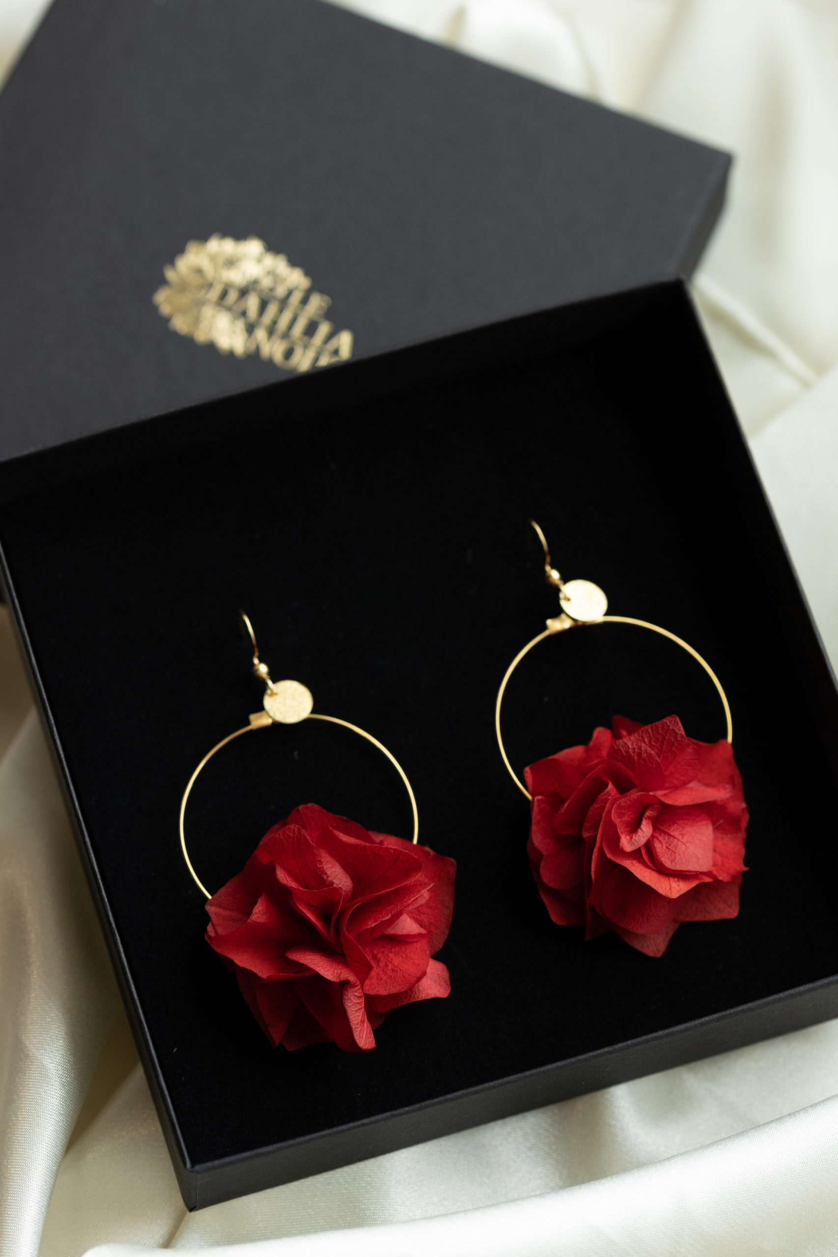 Boucles d'Oreilles Femme,Idée Cadeau,Fait Main,Mode,Style Créole Floral  Rouge - Bijoux Accessoires Mode à Talloires